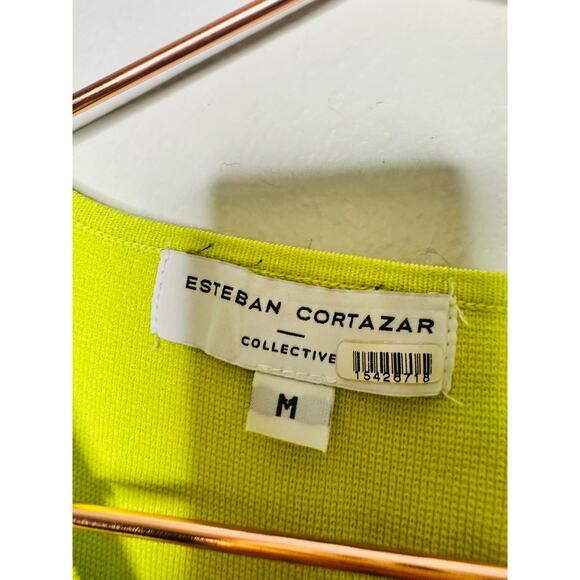 ESTEBAN CORTAZAR Neon Yellow Bodycon Silhouette Cutout Mini Dress Size Medium - Picture 10 of 14